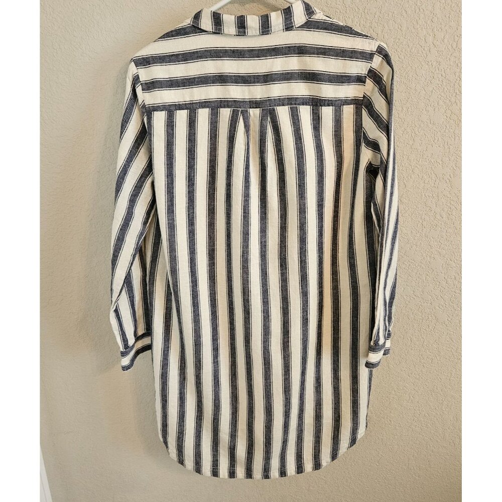 Madewell Woman Size S Shirt Dress Linen Blend Lace Up Lined Classic Preppy - Picture 2 of 8